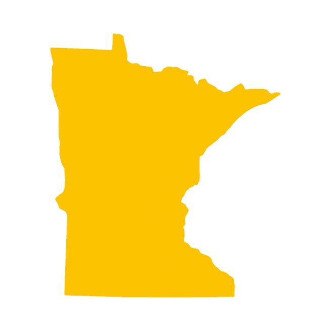 Yellow silhouette map of Minnesota state